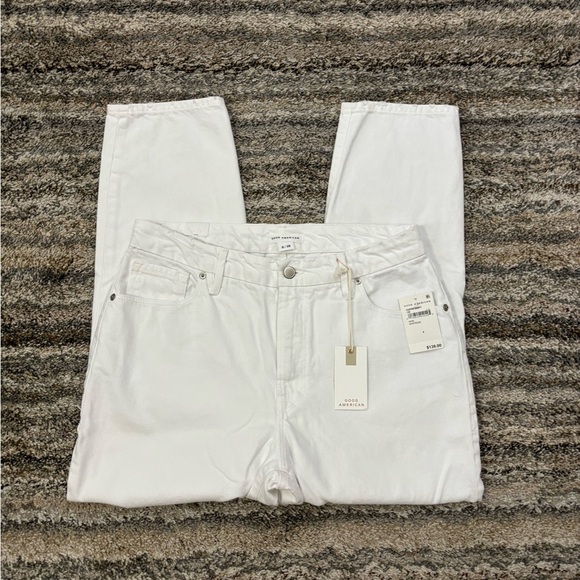 Good American Cropped Boyfriend Jeans Sz 8/29 NWT | Good American White Jeans - Picture 2 of 16